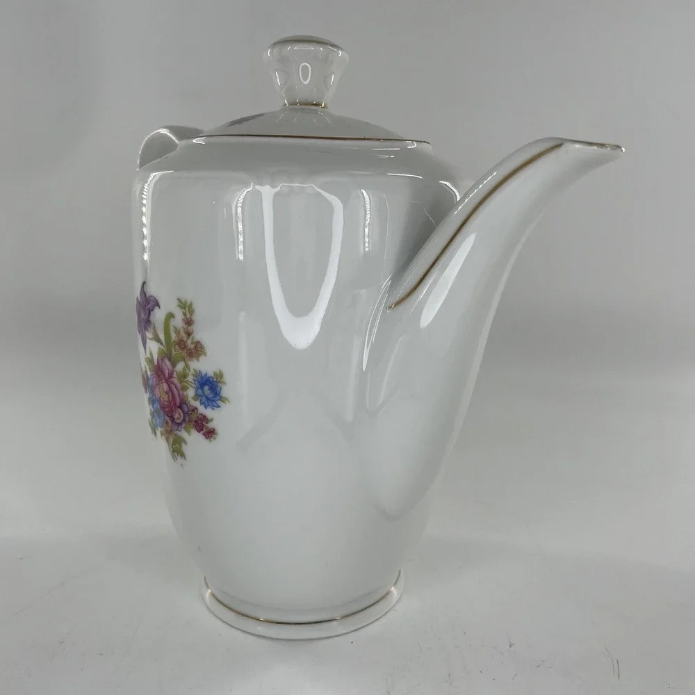 Antique Coffee Pot Footed Floral c 1903-1945 Winterling Bavaria Germany, 9.25